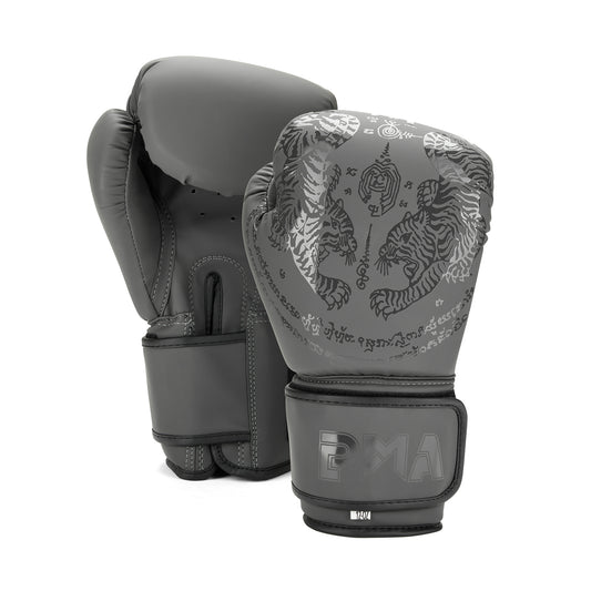 Playwell Matte "Twin Tiger" Boxing Gloves - Grey