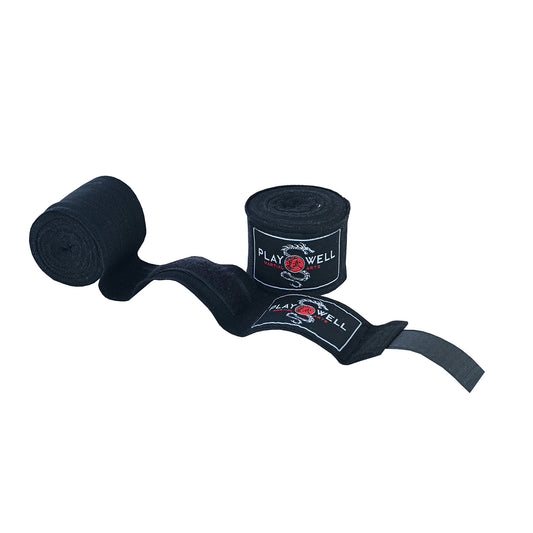 Boxing Elasticated Stretch Cotton Black Hand Wraps  - 5M