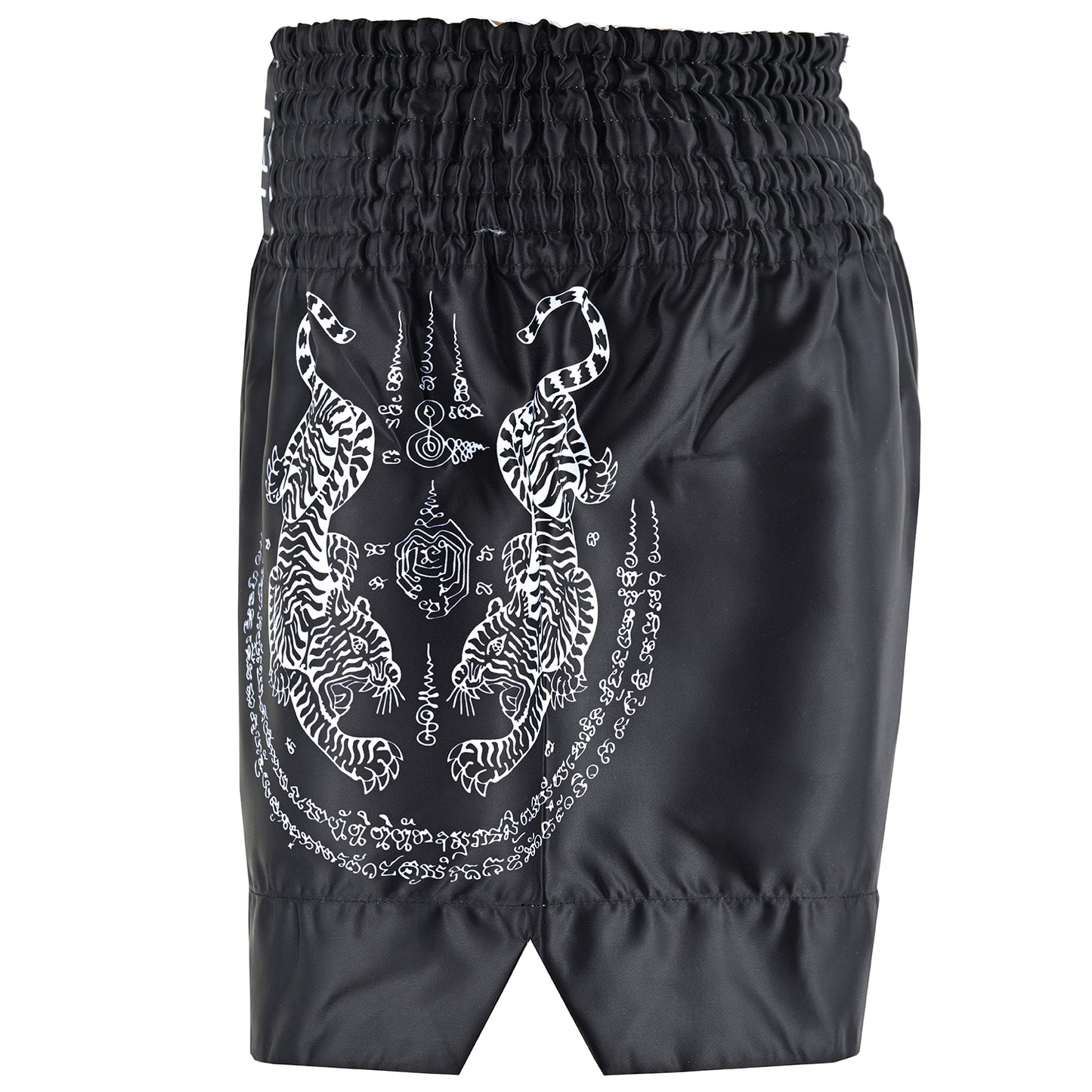 Twin Tiger Satin Muay Thai Competition Fight Shorts - Black/Whit