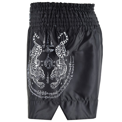 Twin Tiger Satin Muay Thai Competition Fight Shorts - Black/Whit