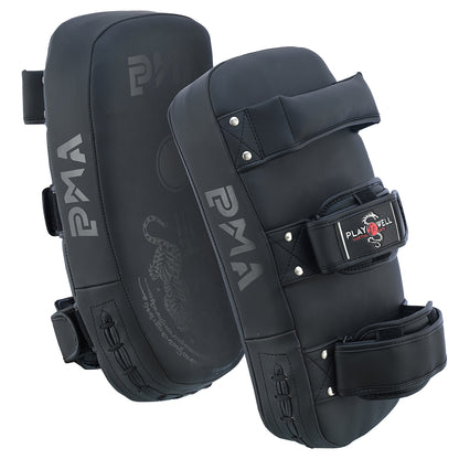 Playwell Matte "Twin Tiger" Curved Thai Pad - Black - Singles