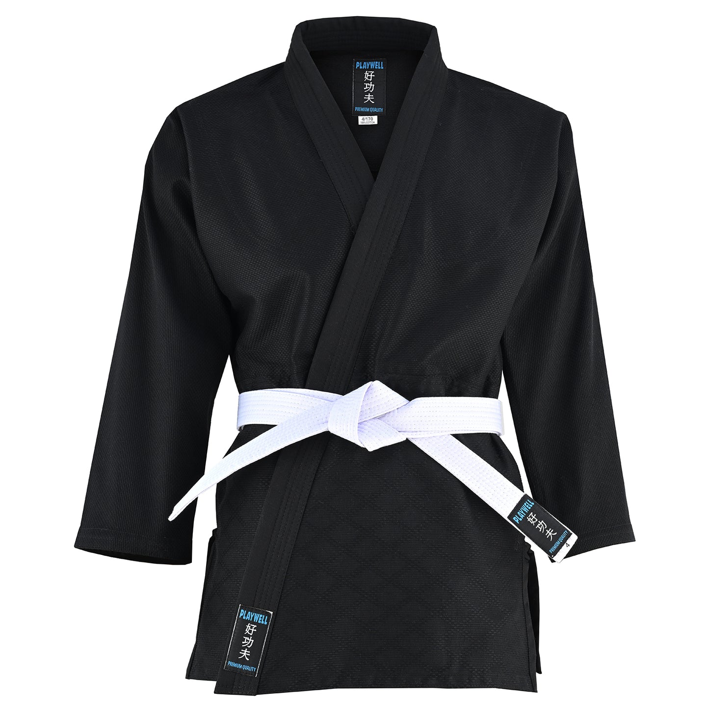 Playwell Adults Basic Plain Ju Jitsu Suit - Black 450g
